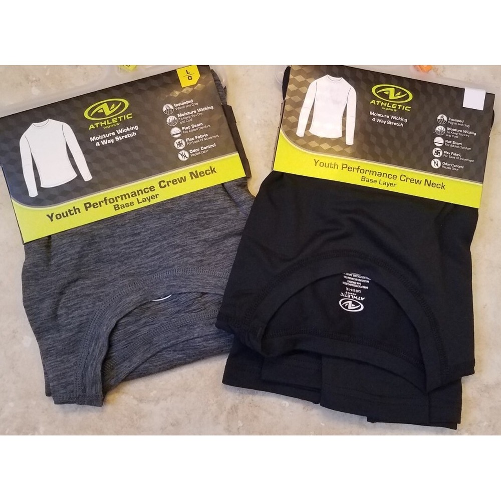 (2) Athletic Works Youth Boys Underwear‎ Performance Base Layer L (10-12)NEW